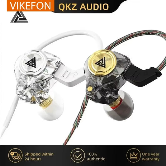 QKZ AK3 File Wired Earphone with Microphone Hifi Music Monitor Bass Headphones Noise Cancelling Headset for Sport Gaming Earbuds